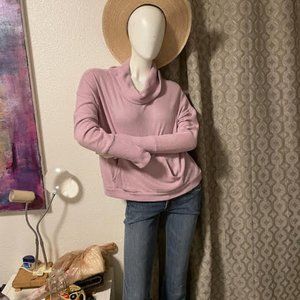 NWT HIPPIE ROSE PINK COWL-NECK PINK SWEATER WITH HAND WARMER POCKET SIZE LARGE